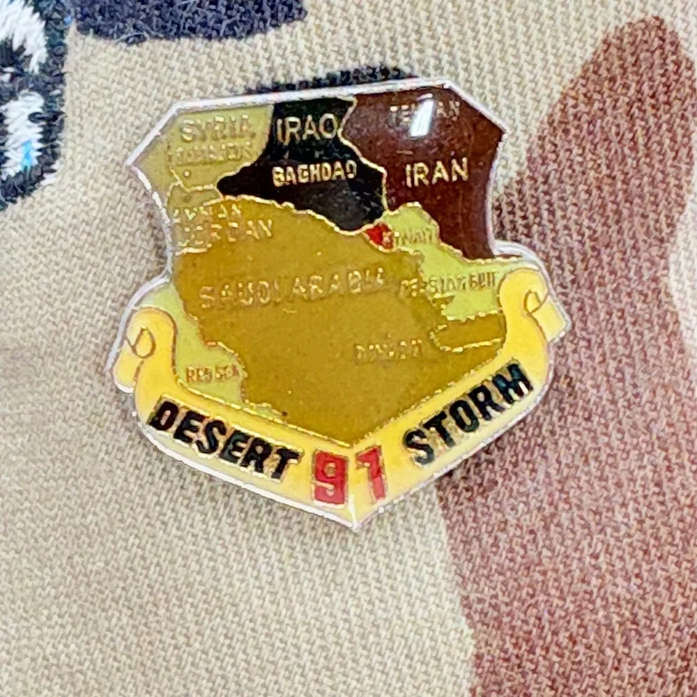 Vintage Desert Storm 91 Victory‎ Saudi Arabia Camo Snapback Hat Pin USA Military